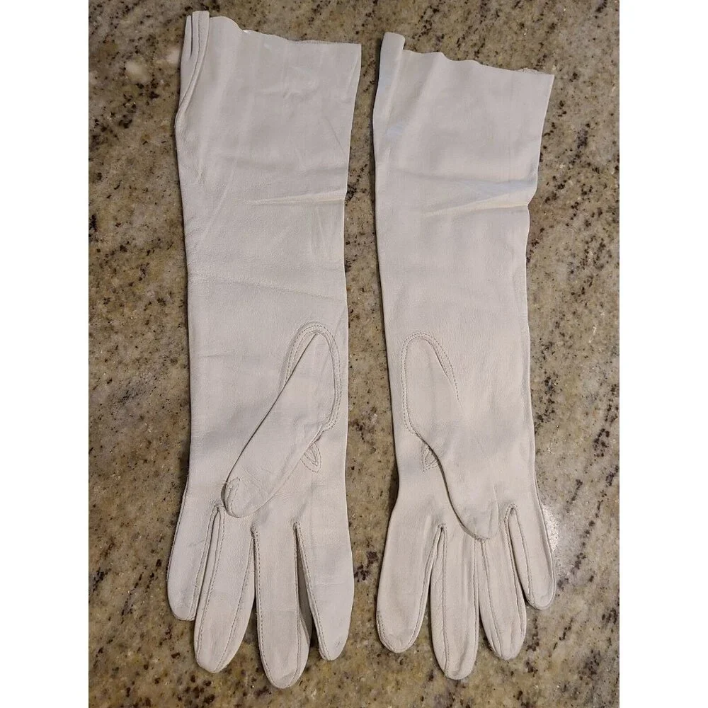 Vintage Women's Size XS-S Beige Soft Kid Leather Formal 13